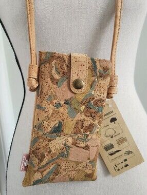 Montado Multicolor Cork Patchwork Crossbody Phone Pouch - Natural Tones